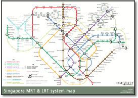 Singapore MRT & LRT train / rail map